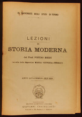 Lezioni di Storia moderna, R. Università degli Studi di Torino
