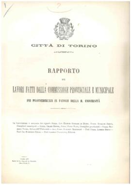 Commissione pel concorso Provincia e Municipio di Torino nelle spese per l'incremento degli studi...